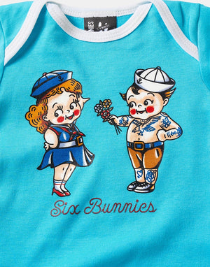 Six Bunnies | Little Sailor Romper Blue