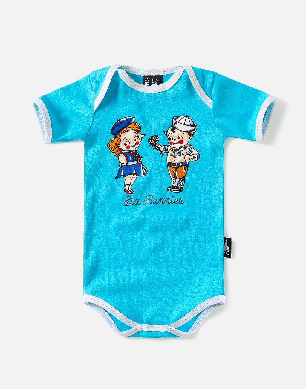 Six Bunnies | Little Sailor Romper Blue