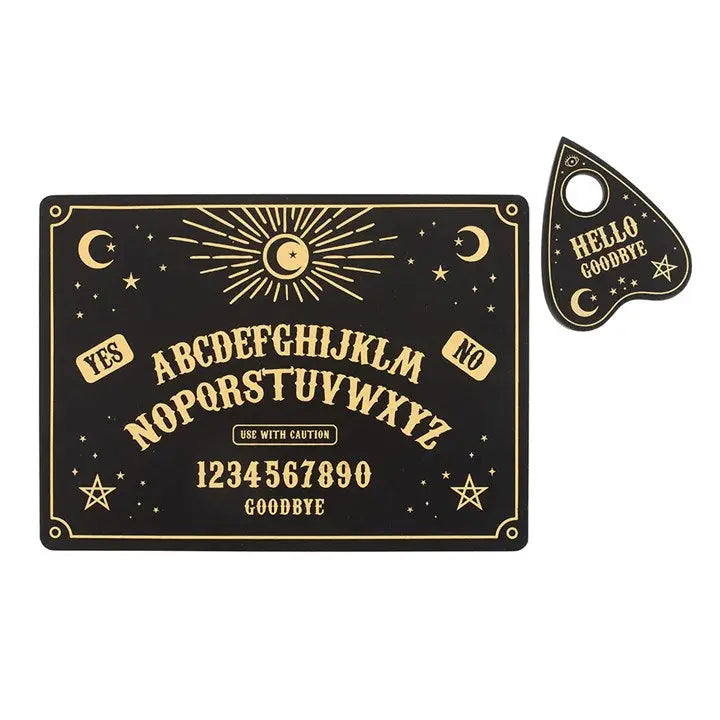 Black Talking Board Placemat and Planchette Coaster