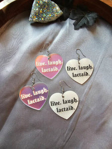 Live Laugh Lactaid Laser Cut Acrylic Earrings