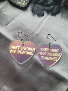 Pool Noodle Thingies Demon Iridescent Acrylic Earrings