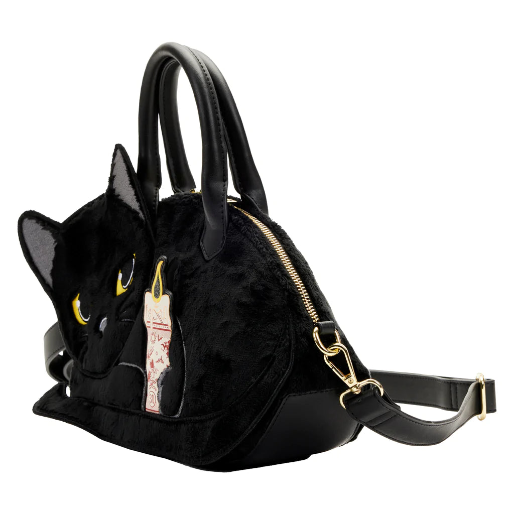 Hocus Pocus | Binx Holding Candle Plush Crossbody Bag