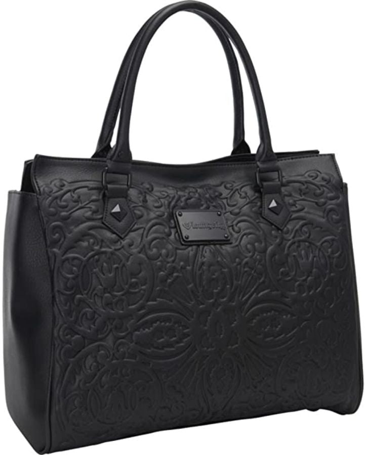 Loungefly | Black on Black Lattice Skull Tote Bag