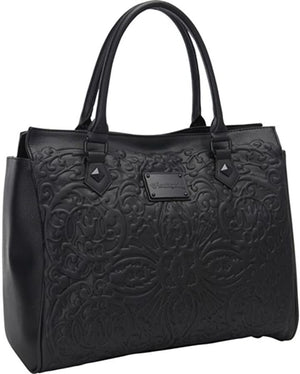 Loungefly | Black on Black Lattice Skull Tote Bag